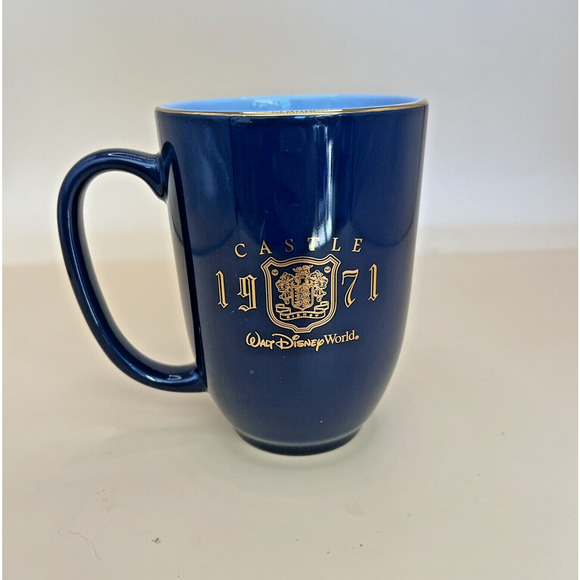 Vintage Walt Disney World 1971 Castle Commemorative Mug Blue Gold Trim #2149 - Picture 3 of 6